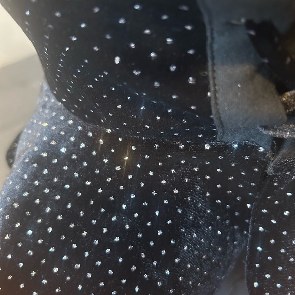 NWOT H:ours Saville Top Black Glitter Lace Up - Picture 4 of 6